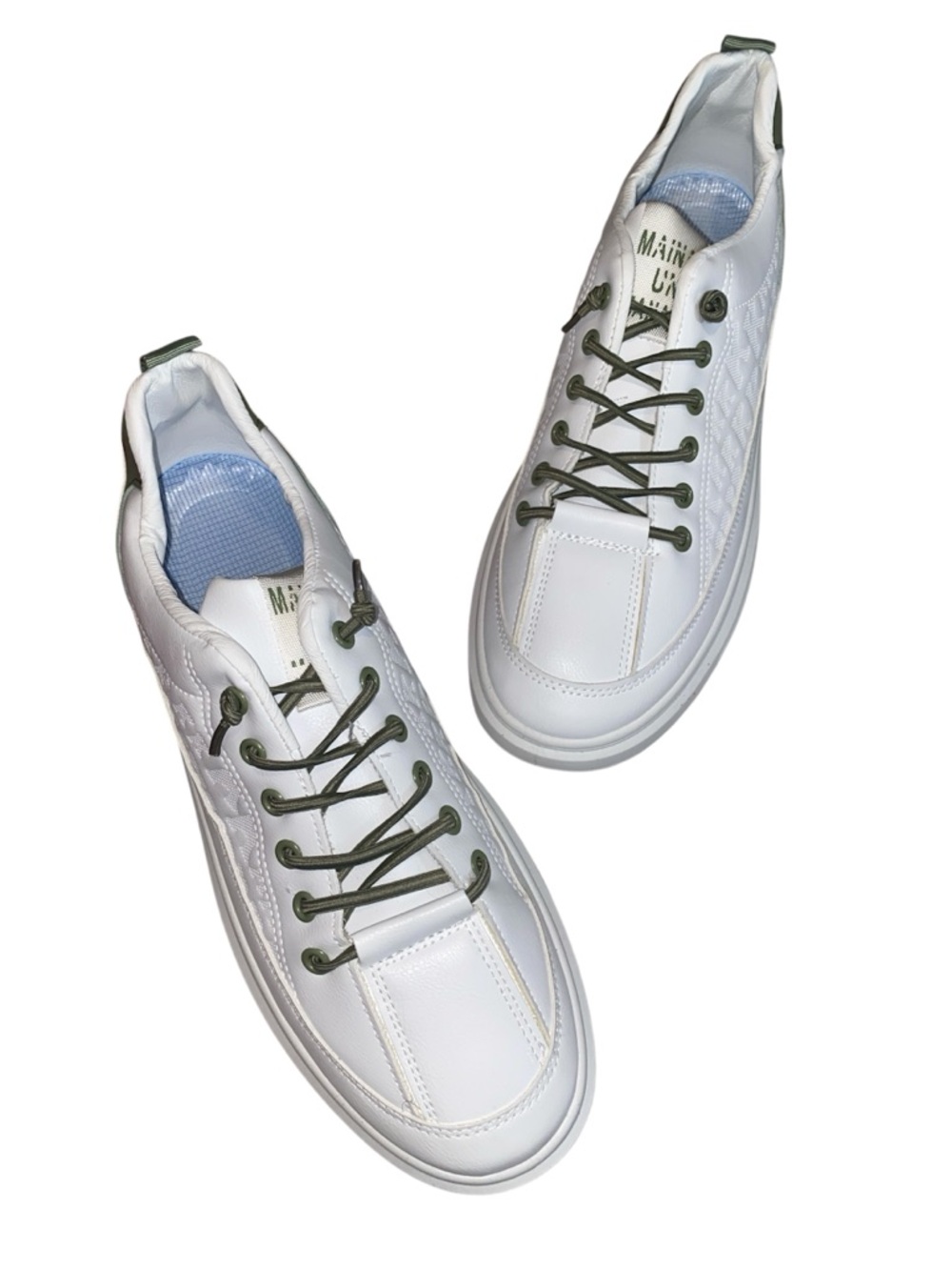 NWOT Men’s White/Green Lace Up Fashion Sneakers, Size 11.5